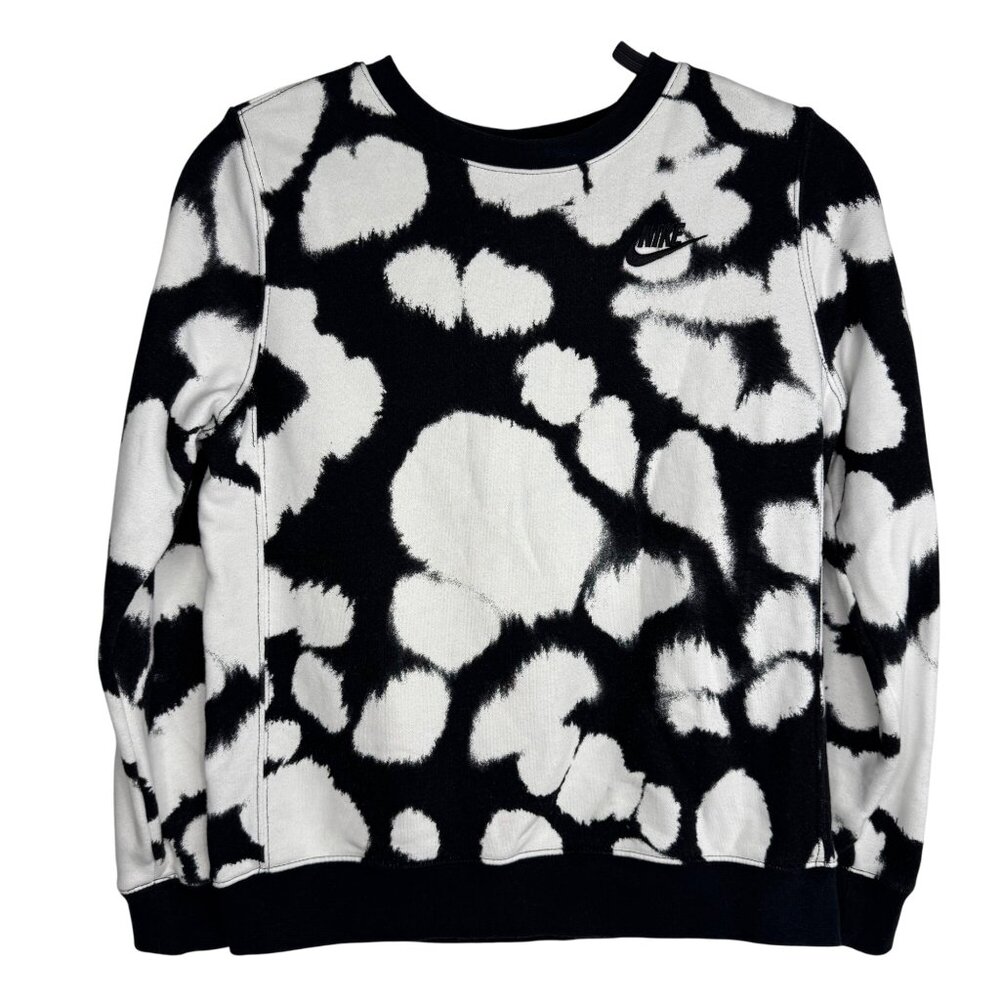 Nike Tie-Dye Abstract Black & White Crewneck Sweatshirt 80% Cotton Boys‎ Size L